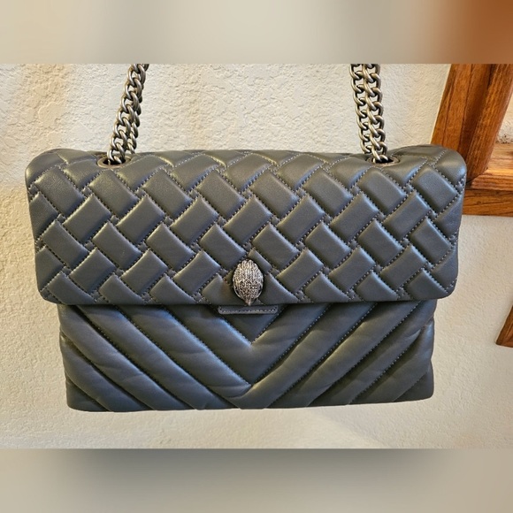 Kurt Geiger London Kensington Gray Quilted Leather XXL handbag 15x10x6” - Picture 2 of 6